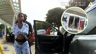 Deranged Woman Crashes Into 6 Cars and Wreaks Havoc at Gas Station [upl. by Sosthina124]