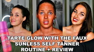 TARTE GLOW WITH THE FAUX BRUTALLY HONEST REVIEW BEST SELF TANNER FOR PALE SKIN [upl. by Naujaj610]