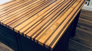 Butcher Block Countertop Finished with Waterlox UTOS and H2OLOX [upl. by Ellenod936]