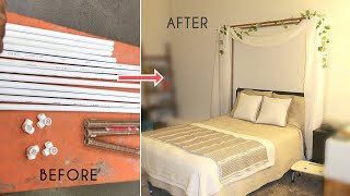 DIY PVC Pipe Bed Canopy for 35  Faux Wood PVC Pipes Tutorial [upl. by Erehpotsirhc]