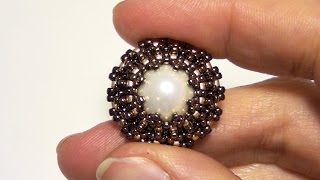 BeadsFriends How to bezel a pearl using Seed beads and Delica beads  Beading Tutorial [upl. by Gnihc]