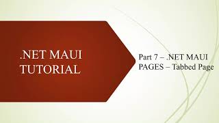 DOT NET MAUI TUTORIAL Part 7  TabbedPage [upl. by Moitoso]