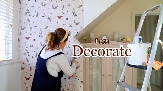 Tiny Nook HUGE Transformation Almost 🥴  Mini Bedroom Makeover with Wallpaper [upl. by Eniamerej]