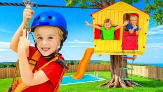 Chris and Michael build a Tree House with zipline [upl. by Savick844]