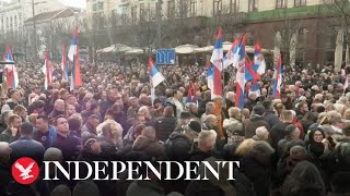 Live Thousands protest in Belgrade over Serbian election result [upl. by Haldi187]