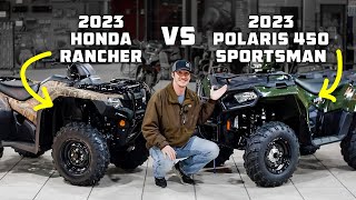 Comparing the 2023 Honda FourTrax Rancher and the Polaris Sportsman 450 [upl. by Sybilla290]