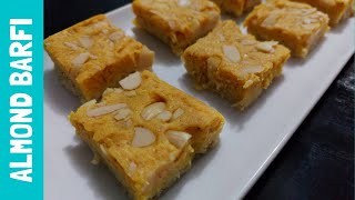 Barfi  Almond Barfi  Badam Barfi  Milk Barfi  Navratri Special  Mauritius  TheTrioskitchen [upl. by Haskins]