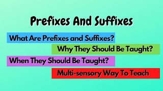 Prefixes And Suffixes What Are They When To Teach  How To Teach MultiSensory Way Teaching Aids [upl. by Gustave38]