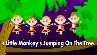 Five Little Monkeys Jumping on the Tree  Nursery Rhymes  Kid Songs  English Lyrics [upl. by Aihsak]