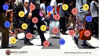 Habituation 8  Saccades with walking background video  Dizzy Clinics Australia [upl. by Huan469]