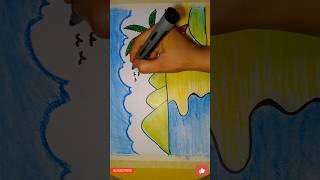 How to draw mountain river view simple drawingKidforart [upl. by Riplex]