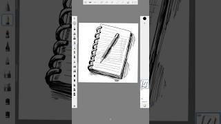 Black and White Book drawing using Sketchbook reels sketchbook shorts digitalart book [upl. by Idnahc]