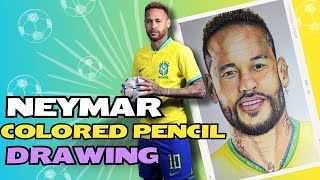 NEYMAR  COLORED PENCIL DRAWING [upl. by Ycats]