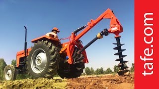 Post Hole Digger Works Best With TAFE Tractors [upl. by Labinnah636]