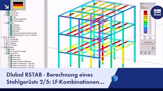 Dlubal RSTAB  Berechnung eines Stahlgerüsts 25 LFKombinationen nach EC 3 [upl. by Ahsilla]