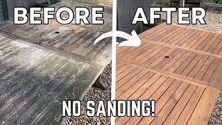 Restore Outdoor Teak Table  NO SANDING  Cleaning amp Oiling [upl. by Heise]