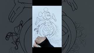 Drawing Mickey Mouse on Halloween  Cam Cartoon mickeymouse art drawing [upl. by Julis]