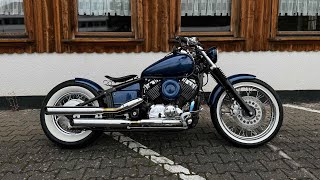 Yamaha XVS 650 Bobber Custom with Falcon Chromoline Exhaust [upl. by Hesta692]