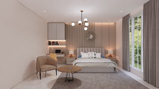 Sketchup interior design 61 How to make a bedroom design and render enscape [upl. by Qifar]