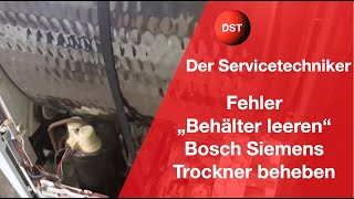 Behälter leeren Trockner Bosch Siemens Pumpe reinigen so geht es [upl. by Ariuqahs764]