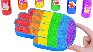 Satisfying Video l DIY How to make Rainbow Hand From Mixing Glitter Slime in Bathtub Cutting ASMR [upl. by Leggett]