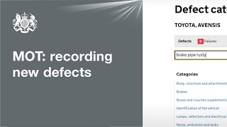 Identify and record the new defects on the MOT testing service guidance for testers [upl. by Assirehc]