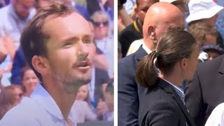 What Daniil Medvedev said to Wimbledon umpire as Russian warned for bad behaviour [upl. by Spearing]