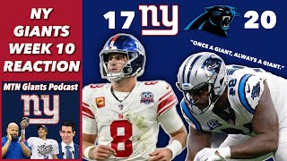 NY Giants Week 10 REACTION vs Panthers  They Really Lost LOL [upl. by Ecidnak25]