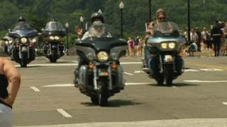 Rolling Thunder rally bikers ride through Washington DC [upl. by Fidel]