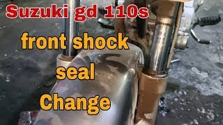 SUZUKI GD 110s FRONT SHOCK SEAL CHANGE VERY EAY AT HOME  KASHIF SUZUKI CENTRE [upl. by Ennaesor]