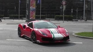 FIRST Ferrari 488 Pista Piloti in Munich  Start Up  LOUD Acceleration  Carporn [upl. by Joselow]