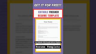 Free Editable ATS Friendly Fresher Resume Template For Software Engineer Roles 🔥 [upl. by Rehpatsirhc]