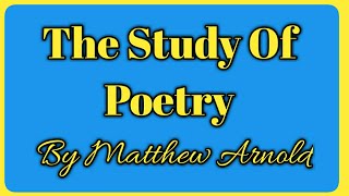 The Study Of Poetry by Matthew Arnold in Tamil [upl. by Eugatnom]