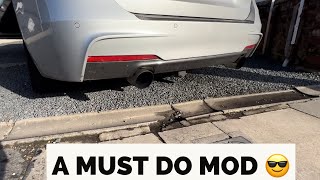 BMW 330d f31 custom exhaust and down pipewhat a transformation [upl. by Laenahtan]