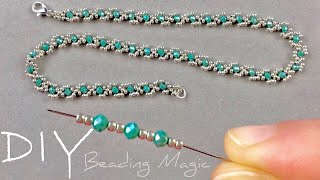 Simple Beaded Necklace Tutorial Easy Seed Bead Necklace [upl. by Genisia46]