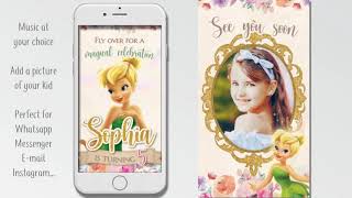 Tinkerbell Video Invitation  Tinkerbell Birthday Invitation Animated Card [upl. by Webber]