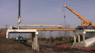 Jcrane sets bridge beams over railroad [upl. by Edualc911]