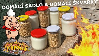 Domácí sádlo a domácí škvarky cooking food recipe [upl. by Aletsirc]