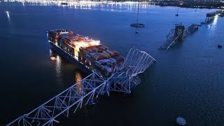 🔥Moment bridge collapses in Baltimore after cargo ship collision 🥹😱 [upl. by Yboj693]