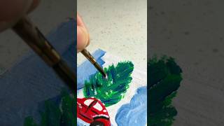 Christmas Tree Painting on Smallest Cardboard😱🤩❤️shorts art viral trending painting christmas [upl. by Eniagrom]