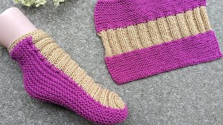 Knit Flat TwoColor Socks [upl. by Romonda]