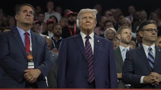 Former President Trump Enters RNC with Bandaged Ear following Assassination Attempt [upl. by Aynna624]