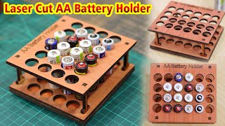 How to make Laser Cut AA Battery Holder AA Battery Cell Organizer Template  Battery Storage Stand [upl. by Ysied823]