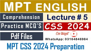 CSS MPT 2024  Lecture  5  English  Comprehension  CSS Screening Test  FPSC [upl. by Mena]