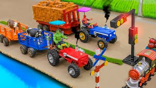 Diy tractor mini Bulldozer to making concrete road  Construction Vehicles Road Roller 53 [upl. by Lynad]