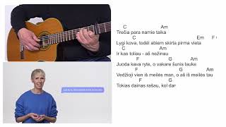 GIEDRĖ  Trečia para  akordai  ritmas 🎸Mokomės groti gitara [upl. by Nirad223]