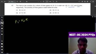 The Henry’s law constant KH values of three gases A B C in water are 145 2 × 10–5 and 35 kbar [upl. by Attekram]