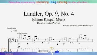 Ländler Op 9 No 4  Johann Kaspar Mertz  for Guitar Tutorial with TABs [upl. by Larimor383]