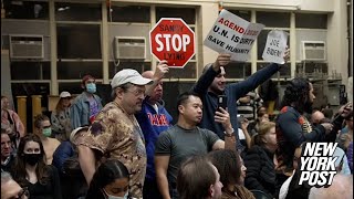 AOC busts a move after protesters crash town hall Full Video  New York Post [upl. by Pooh915]