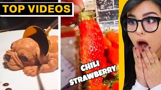 SSSniperwolfs FUNNIEST Reactions to the Best Food Art Creations [upl. by Harty]